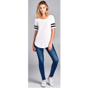 *LAST 1* White/Black Varsity Crew Neck Tee (NWT)